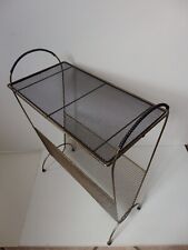MATEGOT GUARICHE ? TABLE PORTE-REVUE DESIGN VINTAGE METAL AJOURE NOIR ET DORE