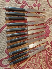11 beaux couteaux a dessert manches ebene et viroles argent belle qualite