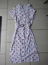 JOLIE ROBE  blanche à pois marron  COSMODA  taille S / M   TBE