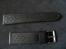 20mm INTERCHANGEABLE BRACELET VACHETTE VÉRITABLE RALLYE À TROUS NOIR 2 POMPES