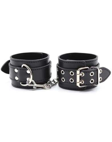 Paire menottes cuir noir - paire,