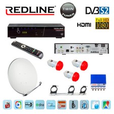 PACK RÉCEPTEUR DOUBLE TUNER COMMUTATEUR DISEQC 3 LNB PARABOLE 1M SUPPORT X 3 LNB