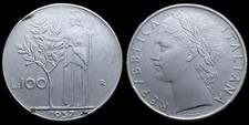 Monnaie Italie - 1957 - 100 lire grand module