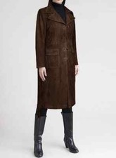 Manteau Trench En Cuir Suédé