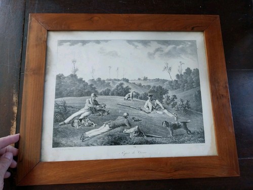 Gravure chasse ancienne pierre - gravure,