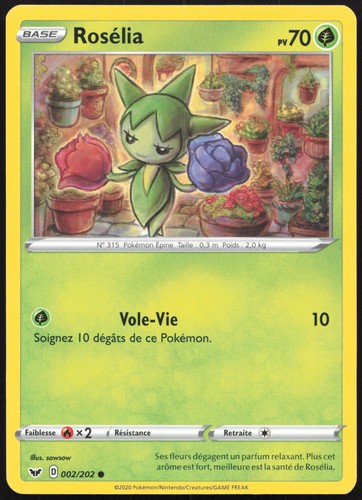 Carte pokémon rosélia - carte,