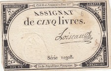 5 Livres - 10 Brumaire An II (31.10.1793) - Sign. Loiseau - Série 10308