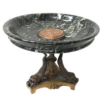 Vide poche en bronze et marbre vert de mer XIX siècle