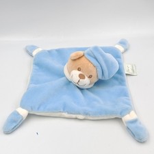 Doudou plat ours bleu blanc