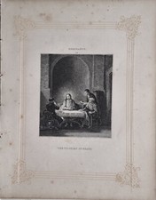 C1850 Victorien Imprimé The Pilgrims De Emaus - Rembrandt