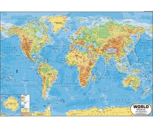 Carte monde physique 70 - monde,