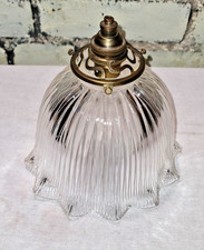 ART DÉCO VERRE SUSPENSION DENTELLE HOLOPHANE ANCIEN STYLE INDUSTRIEL