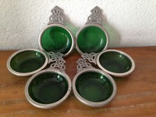 6 anciens et superbes Taste Vin en Etain et verres " les étains du manoir" 