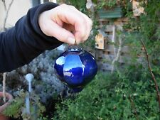 grosse boule de noël ancienne bleue verre soufflé à facettes 19 ème siècle