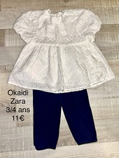 Okaidi Zara  3 / 4  Ans Fille : Top blanc effet dentelle + legging été