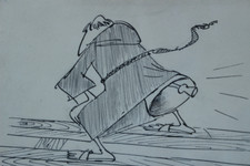 Exceptionnel dessin original  Jean-Marc REISER  "Le sonneur"  1966  signé