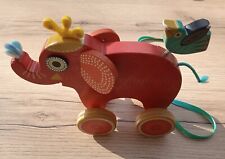 Vintage:  joli jouet à tirer en bois DJECO Éléphant  C62