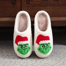 Pantoufles en coton The Grinch maison monstre cheveux verts hiver chaud cadeau de Noël ~