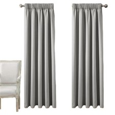 Rideaux Thermiques Noirs Doublés Avec Liens En Haut Argenté À Pli Pince