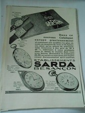 Publicité 1928  SARDA Besançon Montre de luxe