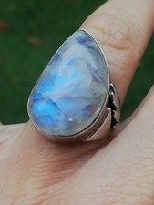 BAGUE ANCIENNE EN ARGENT 925 pierre de Lune 