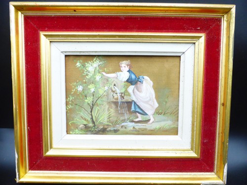 Peinture sur soie - , encadrée