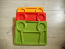 lot de 3 plateaux repas en melamine vintage couleurs pop - 1970's