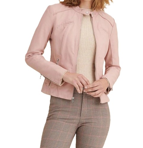 Veste cuir rose - en,