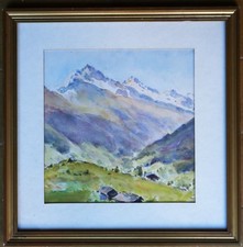 tableau aquarelle : bergerie