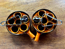 LOT DE 2 poëlons plats 6 Escargots grès vernissé + 2 fourchettes