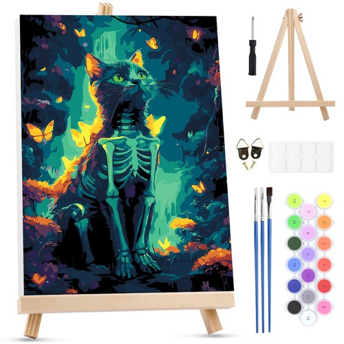 Squelette chat peinture - squelette,