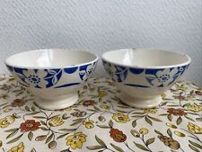2 Anciens Petit Bols Digoin Fleur Decor Bleu Blanc Cuisine Art Table Vintage