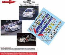 DECALS 1/18 REF 1403 PEUGEOT 106 SEBASTIEN LOEB RALLYE DU VIGNOBLE ALSACIEN 1997