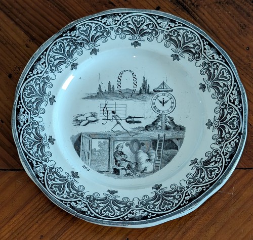 Assiette proverbes rébus - proverbes,