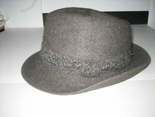 Ancien chapeau de Luxe Feutre & poils gris TIRARD taille 55