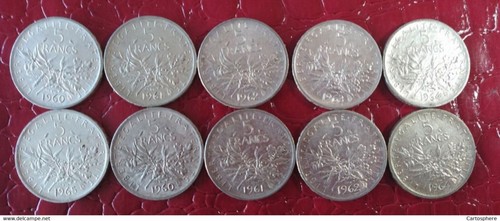 Lot pieces 5 francs - de,