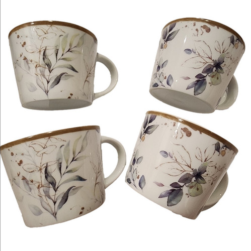 Set ceramic floral mugs - 4,