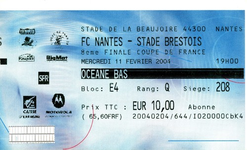 Billet ticket match - billet/ticket,