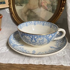 Ancien tasse Creil & Montereau faience 19eme Labrador Art nouveau Terre fer bleu