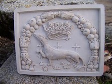 RE0200   BLASON MURAL  HERMINE   MEDIEVAL ARMOIRIE  PIERRE RECONSTITUEE PROMO