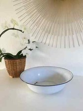 19 ⚜️  Ancienne Bassine-Cuvette Emaillée Blanche Vintage Diamètre 34 Cm