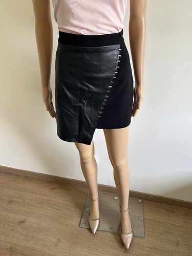 Jupe noire avec simili - , cuir