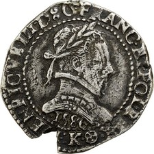 France, Henri III, 1/2 Franc