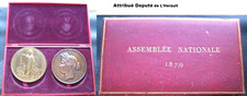 Coffret de 2 médailles Assemblée nationale 1879 , député Lisbonne, par Oudine.