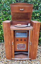 ANCIEN MEUBLE ART DECO RADIO POSTE A LAMPES ET TOURNE DISQUE