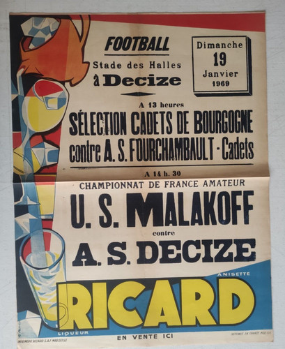 Affiche ancienne football - -,