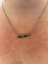 Collier argenté en malachite naturelle - Bijou en pierre verte