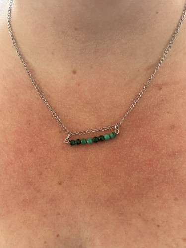 Collier argenté malachite - argenté, en