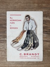 Brochure ancienne C. Brandt Bergen Norvège fourrures fox otter polar bear  Old