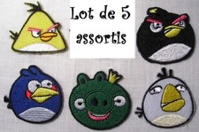 LOT de 5 ÉCUSSONS ASSORTIS PATCH thermocollant ** 5 x 5 cm ** OISEAUX BIRDS 